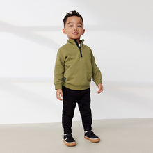 Load image into Gallery viewer, Khaki Green/black Funnel Neck Sweatshirt and Jogger Set (3mths-7yrs)