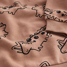 Load image into Gallery viewer, Tan Brown Dino Print Character Sweatshirt and Legging Set (3mths-6yrs)
