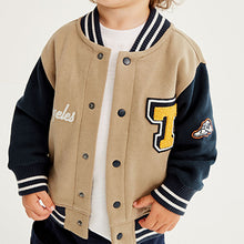 Load image into Gallery viewer, Tan/Navy Blue Letterman Jacket (3mths-6yrs)