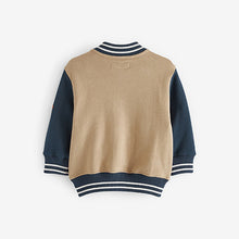 Load image into Gallery viewer, Tan/Navy Blue Letterman Jacket (3mths-6yrs)