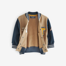 Load image into Gallery viewer, Tan/Navy Blue Letterman Jacket (3mths-6yrs)