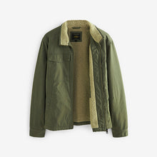 Load image into Gallery viewer, Khaki Green Borg Lined Shacket