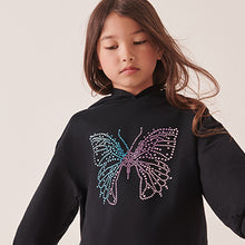 Load image into Gallery viewer, Black/Purple Butterfly Hoodie & Leggings Set (3-12yrs)