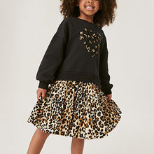 Load image into Gallery viewer, Black Animal Sequin Sweat Dress (3-12yrs)