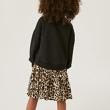 Load image into Gallery viewer, Black Animal Sequin Sweat Dress (3-12yrs)