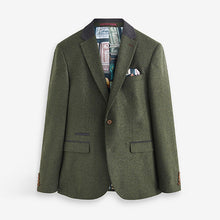 Load image into Gallery viewer, Green Slim Fit Trimmed Donegal Suit: Jacket