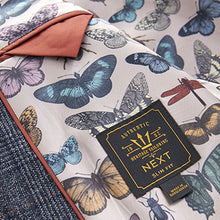 Load image into Gallery viewer, Navy Blue Slim Fit Trimmed Check Suit Jacket