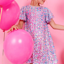 Load image into Gallery viewer, Pink/Blue/Silver Sequin Dress (3-12yrs)