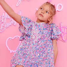 Load image into Gallery viewer, Pink/Blue/Silver Sequin Dress (3-12yrs)