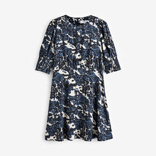 Load image into Gallery viewer, Navy Blue Animal Print Short Sleeve Mini Dress