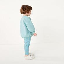 Load image into Gallery viewer, Teal Flowers Printed Sweatshirt and Leggings Set (3mths-6yrs)