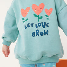 Load image into Gallery viewer, Teal Flowers Printed Sweatshirt and Leggings Set (3mths-6yrs)