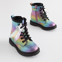 Load image into Gallery viewer, Rainbow Warm Lined Lace-Up Boots (Younger Girls)