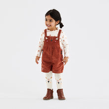 Load image into Gallery viewer, Rust Brown Corduroy Dungarees 3 Piece Set (3mths-6yrs)