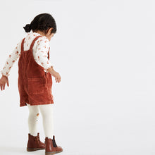 Load image into Gallery viewer, Rust Brown Corduroy Dungarees 3 Piece Set (3mths-6yrs)