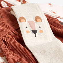 Load image into Gallery viewer, Rust Brown Corduroy Dungarees 3 Piece Set (3mths-6yrs)