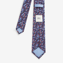 Load image into Gallery viewer, Navy Blue Ditsy Floral Tie And Pocket Square Set