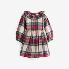 Load image into Gallery viewer, Cream/Red Ruffle Collar Dress (3mths-6yrs)