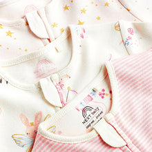Load image into Gallery viewer, Pale Pink Cotton Baby Zip Sleepsuits 3 Pack (0mths-18mths)