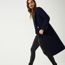 Load image into Gallery viewer, Navy Revere Collar Coat
