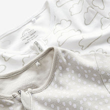 Load image into Gallery viewer, White Cotton Baby Zip Sleepsuits 2 Pack (0mths-18mths)