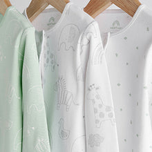 Load image into Gallery viewer, Mint Green Essential Cotton Baby Sleepsuits 3 Pack (0-2yrs)