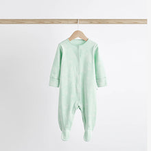 Load image into Gallery viewer, Mint Green Essential Cotton Baby Sleepsuits 3 Pack (0-2yrs)