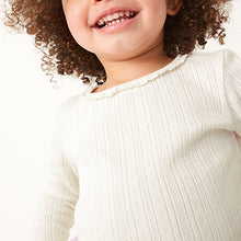 Load image into Gallery viewer, Ecru White Plain Long Sleeve Pointelle Top (3mths-6yrs)