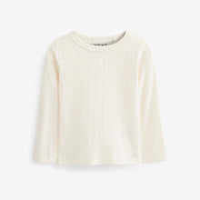 Load image into Gallery viewer, Ecru White Plain Long Sleeve Pointelle Top (3mths-6yrs)