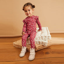 Load image into Gallery viewer, Red Floral Cotton Rich Long Sleeve Rib T-Shirt (3mths-6yrs)