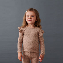 Load image into Gallery viewer, Neutral Flower Long Sleeve Frill Rib Jersey Top (3mths-6yrs)