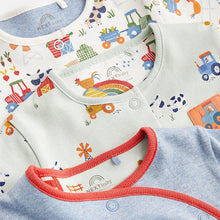 Load image into Gallery viewer, Blue Cotton Baby Sleepsuits 3 Pack (0mths-2yrs)