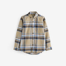 Load image into Gallery viewer, Tan Brown Blue Long Sleeve Oxford Shirt (3-12yrs)