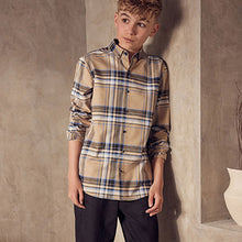 Load image into Gallery viewer, Tan Brown Blue Long Sleeve Oxford Shirt (3-12yrs)
