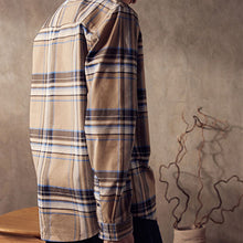 Load image into Gallery viewer, Tan Brown Blue Long Sleeve Oxford Shirt (3-12yrs)