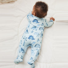 Load image into Gallery viewer, Blue Fleece Lined Baby Sleepsuit (0-18mths)