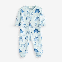Load image into Gallery viewer, Blue Fleece Lined Baby Sleepsuit (0-18mths)