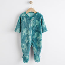 Load image into Gallery viewer, Teal Blue Baby Fleece Sleepsuit