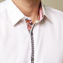 Load image into Gallery viewer, White Floral Trimmed Formal Shirt