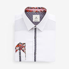 Load image into Gallery viewer, White Floral Trimmed Formal Shirt