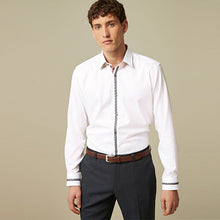 Load image into Gallery viewer, White Floral Trimmed Formal Shirt