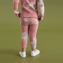 Load image into Gallery viewer, Pink Floral Rib Jersey Leggings (3mths-6yrs)