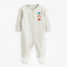 Load image into Gallery viewer, Grey Cotton Baby Sleepsuits 3 Pack (0mths-2yrs)
