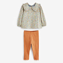 Load image into Gallery viewer, Green Ditsy Collared Top and Leggings Set (3mths-6yrs)