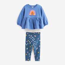 Load image into Gallery viewer, Navy Rainbow Top and Legging Set (3mths-6yrs)
