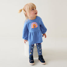 Load image into Gallery viewer, Navy Rainbow Top and Legging Set (3mths-6yrs)