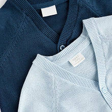 Load image into Gallery viewer, Blue & Navy Baby Lightweight 100% Cotton Knitted Cardigans 2 Packs (0mths-1.5-2yrs)