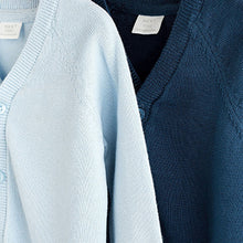 Load image into Gallery viewer, Blue & Navy Baby Lightweight 100% Cotton Knitted Cardigans 2 Packs (0mths-1.5-2yrs)