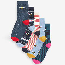 Load image into Gallery viewer, Blue Ankle Socks 5 Pack