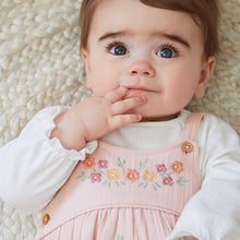 Load image into Gallery viewer, Pale Pink Baby Woven Dungarees and Bodysuit Set (0mths-18mths)